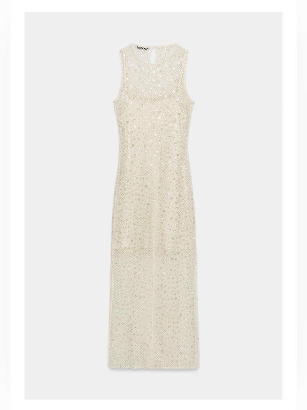 Zara Crochet Sequin Midi Dress Beige Large - Picture 8 of 16